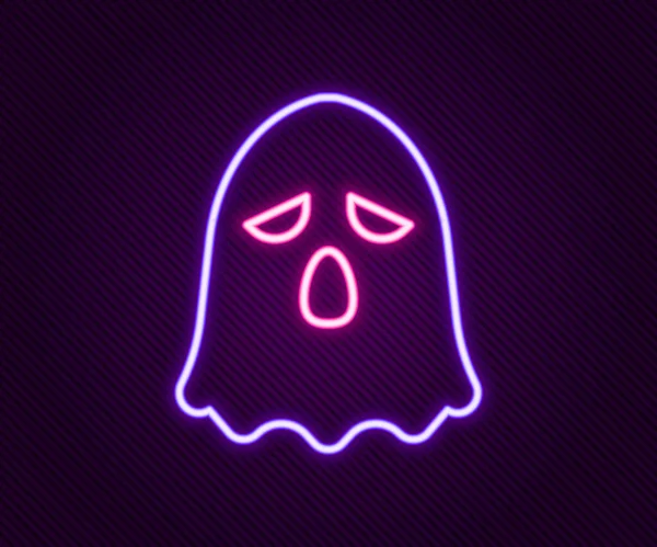 Linha de néon brilhante ícone fantasma isolado no fundo preto. Feliz festa de Halloween. Conceito de esboço colorido. Vetor —  Vetores de Stock