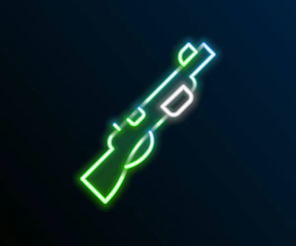 Glowing neon line Hunting gun icon isolated on black background. Hunting shotgun. Colorful outline concept. Vector — Stock Vector