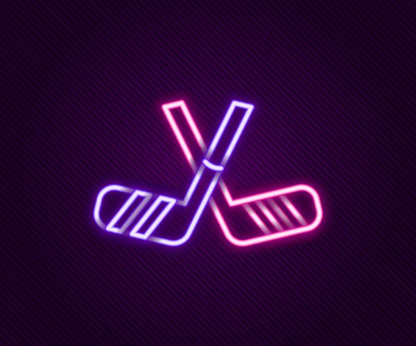 Gloeiende neon lijn Ice hockey sticks icoon geïsoleerd op zwarte achtergrond. Kleurrijk concept. Vector — Stockvector