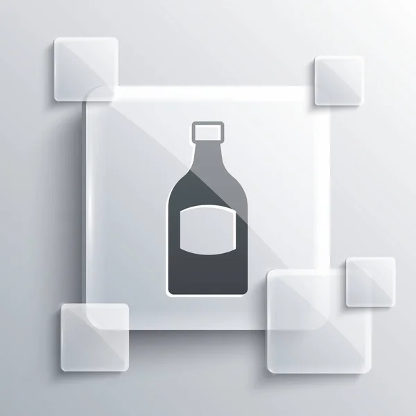 Graue Bierflasche Ikone isoliert auf grauem Hintergrund. quadratische Glasscheiben. Vektor — Stockvektor
