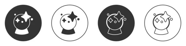 Černá magie koule ikona izolované na bílém pozadí. Křišťálová koule. Kruhové tlačítko. Vektor — Stockový vektor