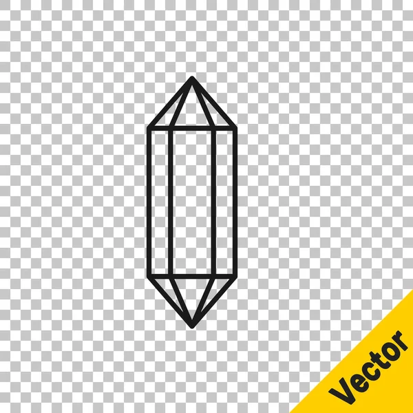 Icono de piedra gema de línea negra aislado sobre fondo transparente. Símbolo joyería. Diamante. Vector — Vector de stock