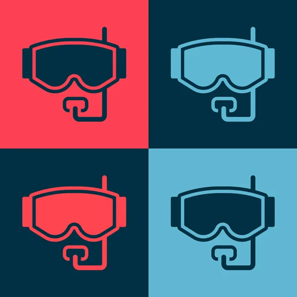 Pop art Diving mask icon isolated on color background. Extreme sport. Diving underwater equipment. Vector — Stock Vector