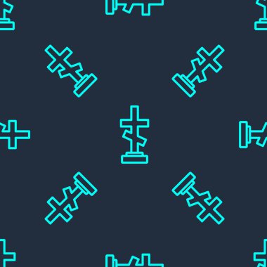 Çapraz simgeli yeşil çizgi Grave mavi arka planda izole edilmiş pürüzsüz desen. Vektör