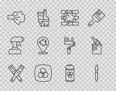 Çizgi fırçası, evi boyama, RGB ve CMYK renk karışımı, sprey, kutu ve kovayı ikon ile karıştırma. Vektör