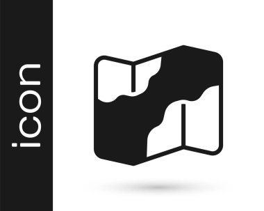 Siyah Kamp ve yürüyüş beyaz zemin üzerinde izole edilmiş bir harita simgesi. Vektör