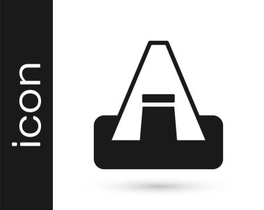 Beyaz arka planda siyah turist çadırı simgesi izole edildi. Kamp sembolü. Vektör