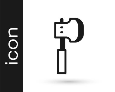 Beyaz arka planda siyah tahta balta simgesi izole edildi. Oduncu baltası. Vektör