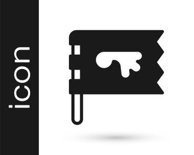 Beyaz arka planda siyah Viking bayrağı simgesi izole edildi. Vektör