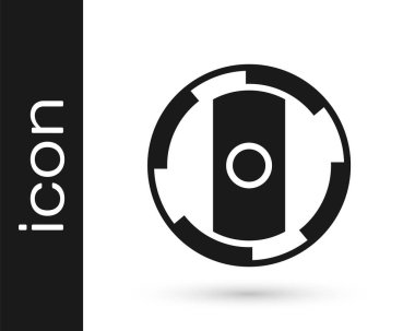 Siyah Kalkan Viking ikonu beyaz arka planda izole edildi. Yuvarlak ahşap kalkan. Güvenlik, güvenlik, koruma, mahremiyet, koruma kavramı. Vektör