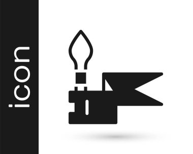 Beyaz arka planda siyah ortaçağ mızrak ikonu izole edildi. Ortaçağ silahı. Vektör