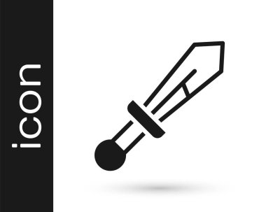 Siyah Ortaçağ kılıç simgesi beyaz arka planda izole edilmiş. Ortaçağ silahı. Vektör