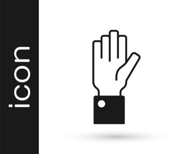 Siyah El açık arttırma ikonu beyaz arka planda izole edildi. Teklif konsepti. Açık arttırma yarışması. Vektör