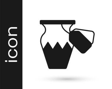 Siyah müzayede, beyaz arka planda izole edilmiş antik vazo ikonu. Açık arttırma teklifi. Satış ve alıcılar. Vektör