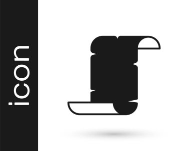 Siyah Antik papirüs parşömeni simgesi beyaz arkaplanda izole edilmiş. Parşömen kağıdı. Eski Mısır sembolü. Vektör