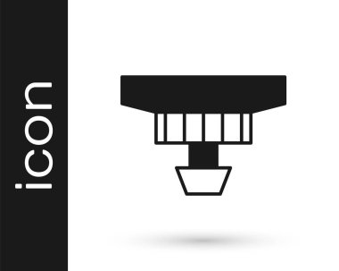 Siyah Duman alarm sistemi simgesi beyaz arkaplanda izole edildi. Duman dedektörü. Vektör