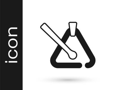 Siyah Üçgen müzik aleti simgesi beyaz arkaplanda izole edildi. Vektör