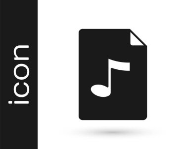Siyah MP3 dosya belgesi. Beyaz arkaplanda izole edilmiş mp3 düğmesi simgesi indir. Mp3 müzik format işareti. MP3 dosya sembolü. Vektör