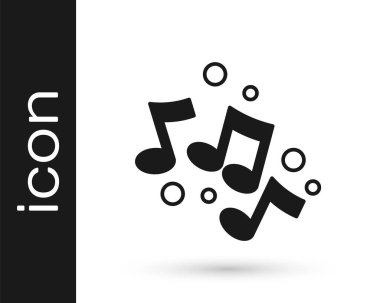 Siyah Müzik, beyaz arkaplanda izole edilmiş ton simgesi. Vektör