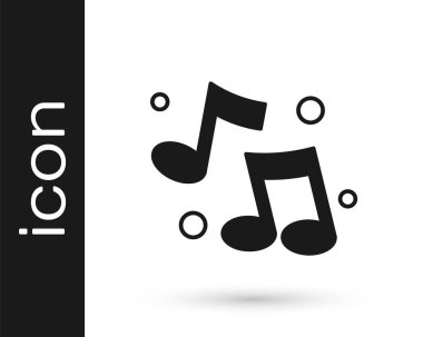 Siyah Müzik, beyaz arkaplanda izole edilmiş ton simgesi. Vektör