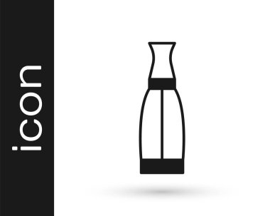 Beyaz arka planda izole edilmiş elektronik sigara ikonu için siyah Vape sıvı şişe. Vektör