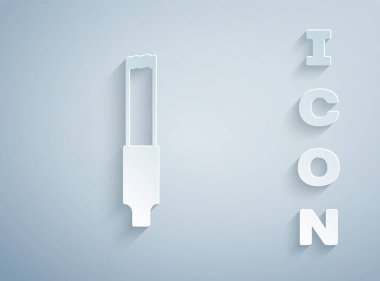 Kağıt kesiği, gri arkaplanda izole edilmiş sigara simgesi. Tütün tabelası. Sigara içme sembolü. Kağıt sanatı tarzı. Vektör