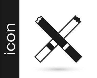 Siyah sigara simgesi beyaz arkaplanda izole edilmiş. Tütün tabelası. Sigara içme sembolü. Vektör