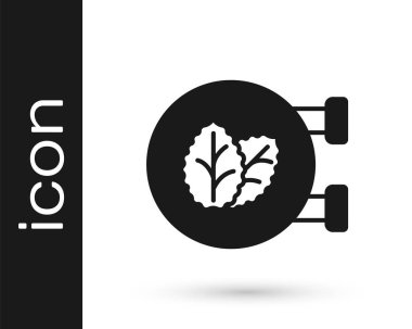 Beyaz arka planda siyah tütün yaprağı ikonu var. Tütün yaprakları. Vektör