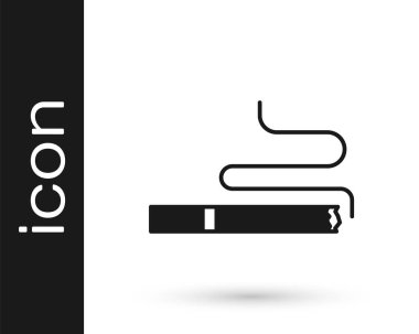 Siyah sigara simgesi beyaz arkaplanda izole edilmiş. Tütün tabelası. Sigara içme sembolü. Vektör