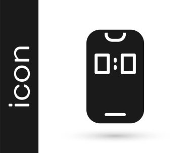 Siyah Alarm saat uygulaması akıllı telefon arayüzü simgesi beyaz arkaplanda izole edildi. Vektör