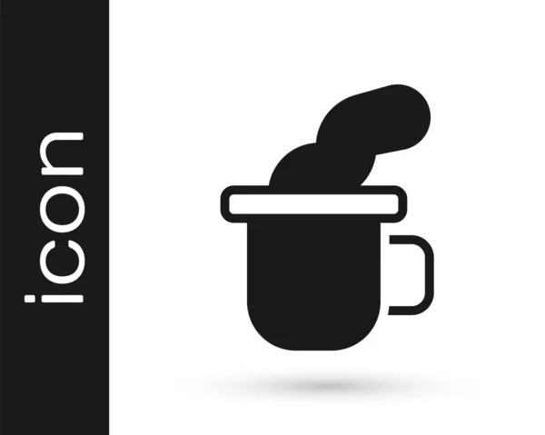 Fekete Csésze Tea Ikon Elszigetelt Fehér Háttér Vektor — Stock Vector