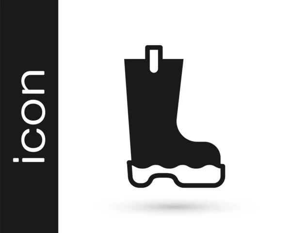 Black Waterproof Rubber Boot Icon Isolated White Background Gumboots Rainy — Stock Vector