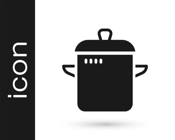 Icono Olla Cocina Negra Aislado Sobre Fondo Blanco Hervir Guisar — Vector de stock