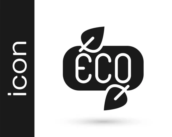 Black Leaf Eco Symbool Pictogram Geïsoleerd Witte Achtergrond Banner Label — Stockvector