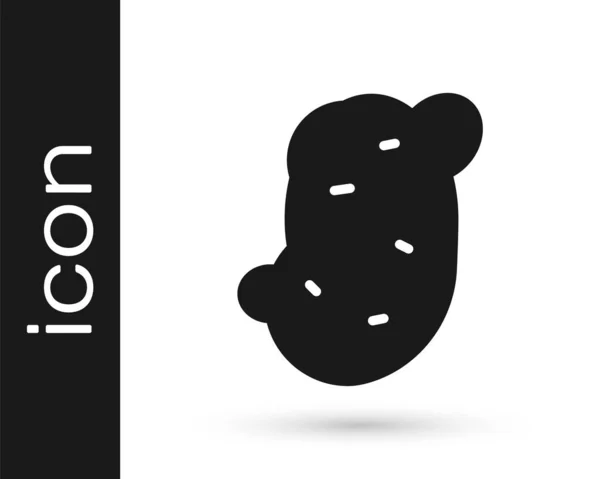 Черный Картофель Значок Изолирован Белом Фоне Вектор — стоковый вектор