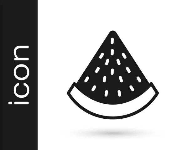 Icône Pastèque Noire Isolée Sur Fond Blanc Vecteur — Image vectorielle