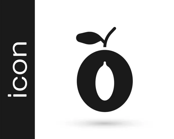 Black Plum Fruit Icon Isolated White Background Vector — Stock Vector