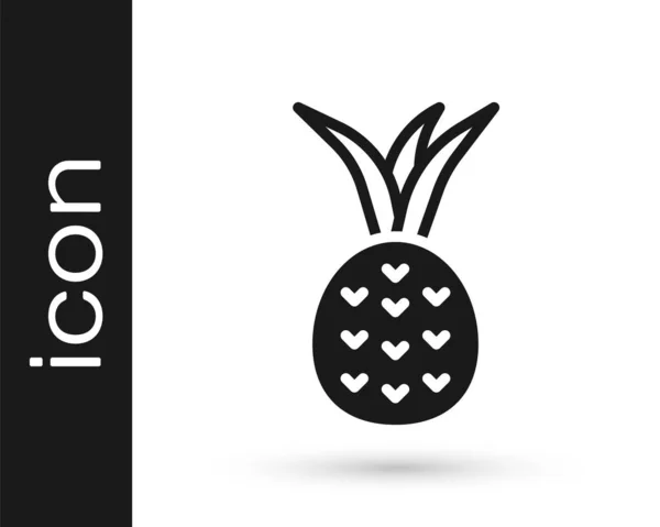 Black Pineapple Tropical Frust Symbol Isoliert Auf Weißem Hintergrund Vektor — Stockvektor
