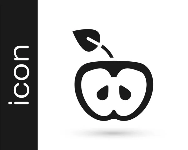 Icono Manzana Negra Aislado Sobre Fondo Blanco Exceso Peso Menú — Vector de stock