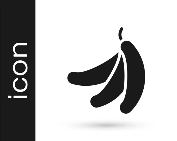 Icône Banane Noire Isolée Sur Fond Blanc Vecteur — Image vectorielle
