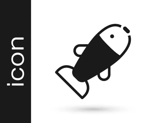 Ikona Black Fish Izolovaná Bílém Pozadí Vektor — Stockový vektor