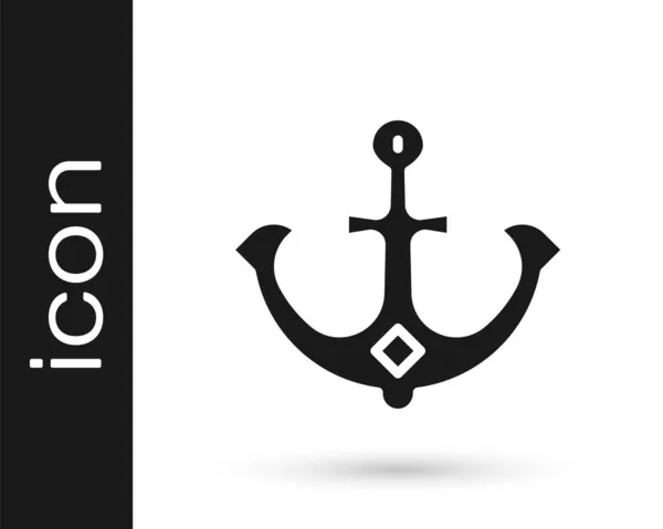 Black Anchor Icon Isolated White Background Vector — Stock Vector