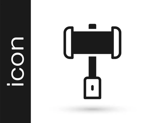 Zwarte Middeleeuwse Slaghamer Icoon Geïsoleerd Witte Achtergrond Vector — Stockvector