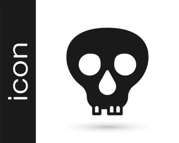 Icono Black Skull Aislado Sobre Fondo Blanco Feliz Fiesta Halloween — Archivo Imágenes Vectoriales