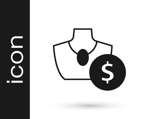 Schwarz Auktion Schmuckverkauf Symbol Isoliert Auf Weißem Hintergrund Versteigerungsgebot Verkauf — Stockvektor