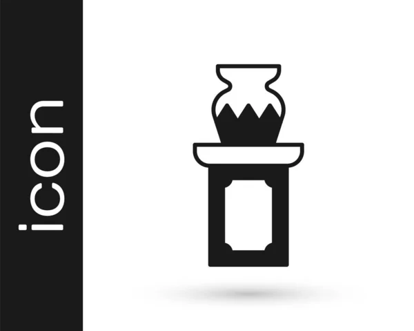 黒のオークション古代の花瓶のアイコンは 白の背景に隔離された 競売入札 販売およびバイヤー ベクトル — ストックベクタ