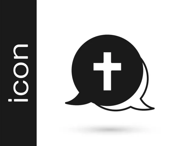 Black Christian Cross Icon Isolated White Background Church Cross Vector — Stock Vector