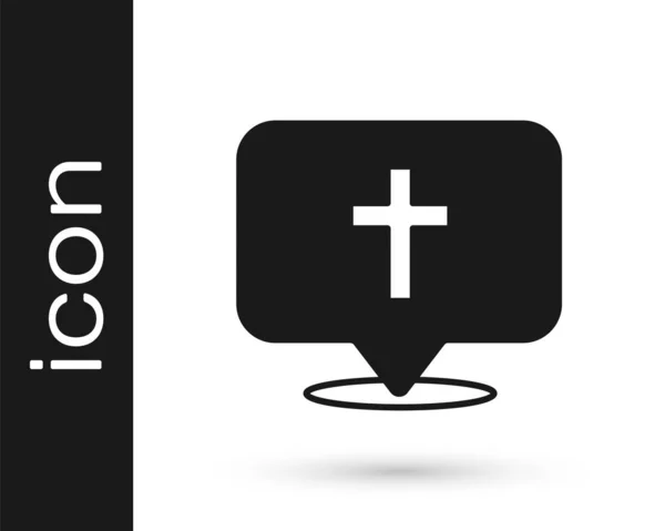 Блек Мап Пін Церковної Ікони Ізольований Білому Тлі Християнська Церква — стоковий вектор