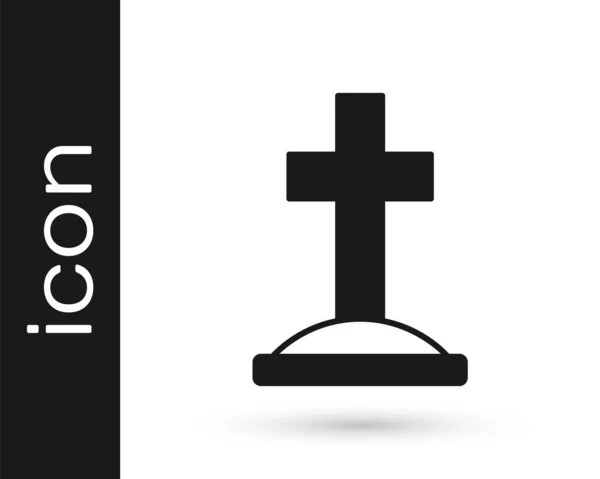 Schwarzes Grab Mit Kreuzsymbol Auf Weißem Hintergrund Vektor — Stockvektor