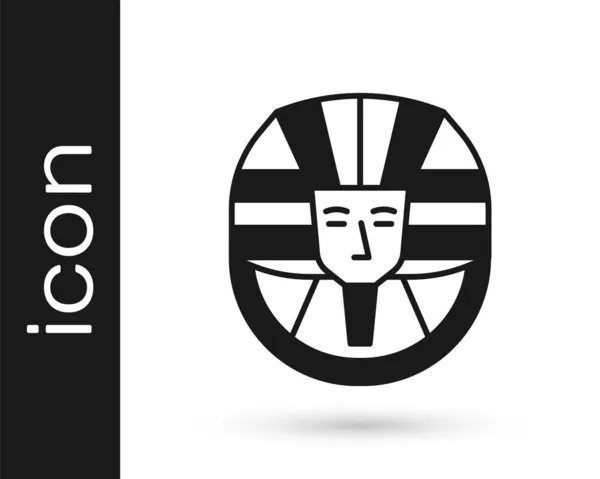 Zwarte Egyptische Farao Pictogram Geïsoleerd Witte Achtergrond Vector — Stockvector